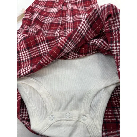 NWOT Carter's Babygirl 2 Piece Bodysuit Red Plaid Dress Size 24M - Picture 3 of 6